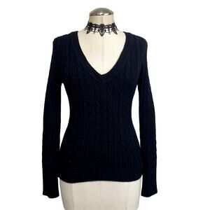 Y2K Chunky Cabel Knit V Neck Fitted Sweater Goth Grunge Emo Alt Girl Bella Swan